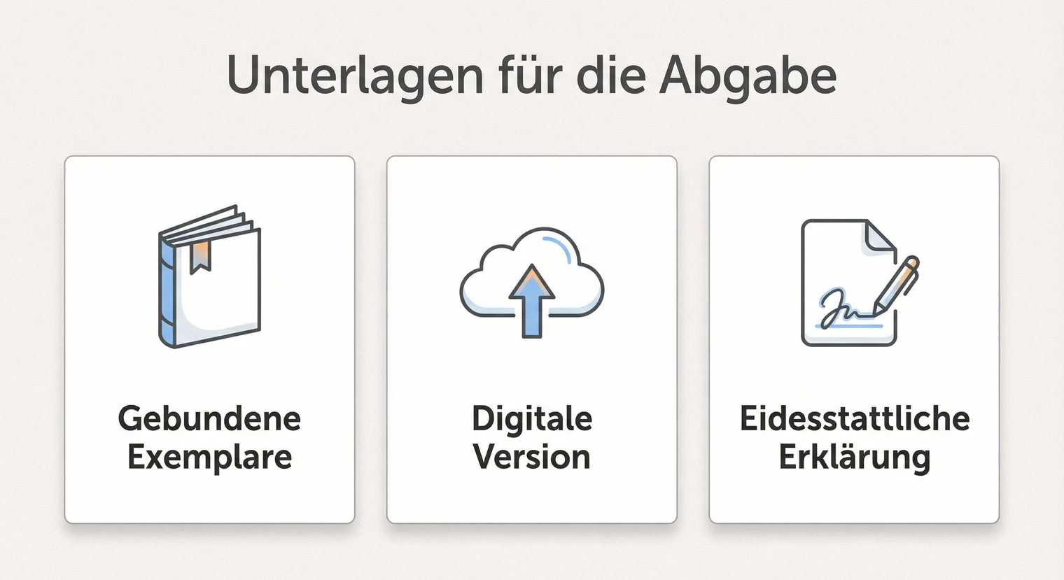 Unterlagen für die Abgabe der Masterarbeit: gebundene Exemplare, digitale Version, eidesstattliche Erklärung | BachelorHero