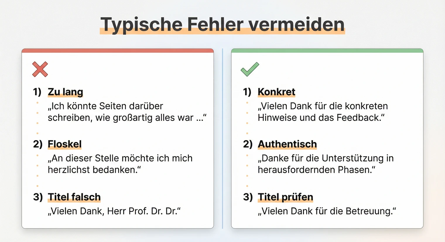 Typische Fehler in der Danksagung einer Masterarbeit: zu viele Namen, falsche Titel, zu lang | BachelorHero