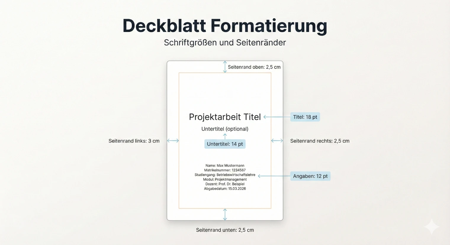 Formatierung eines Deckblatts für eine Projektarbeit | BachelorHero