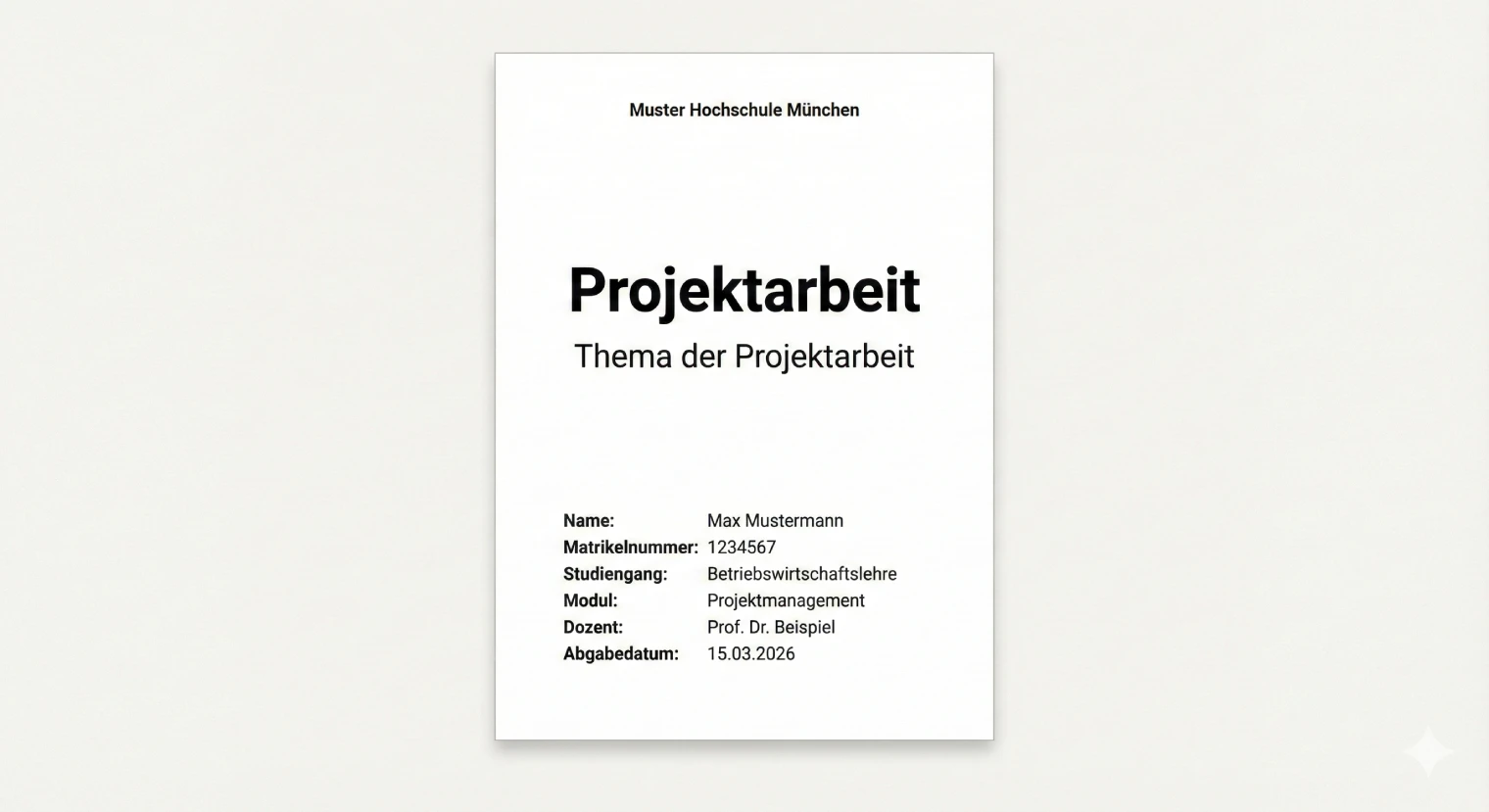 Deckblatt Projektarbeit: Aufbau, Vorlage & Tipps 2026 | BachelorHero