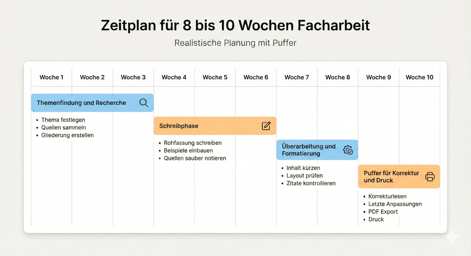 Zeitplanung für eine Facharbeit | BachelorHero