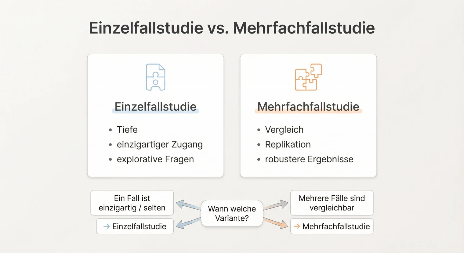 Einzelfallstudie vs. Mehrfachfallstudie: Unterschiede und Entscheidungskriterien für die Masterarbeit | BachelorHero
