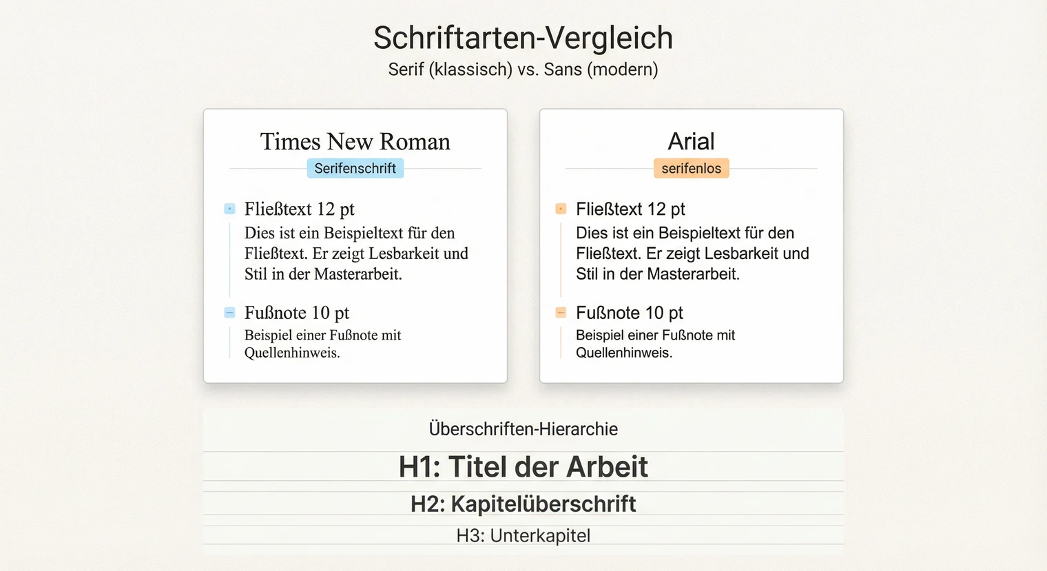 Schriftarten für die Masterarbeit: Times New Roman und Arial im Vergleich | BachelorHero