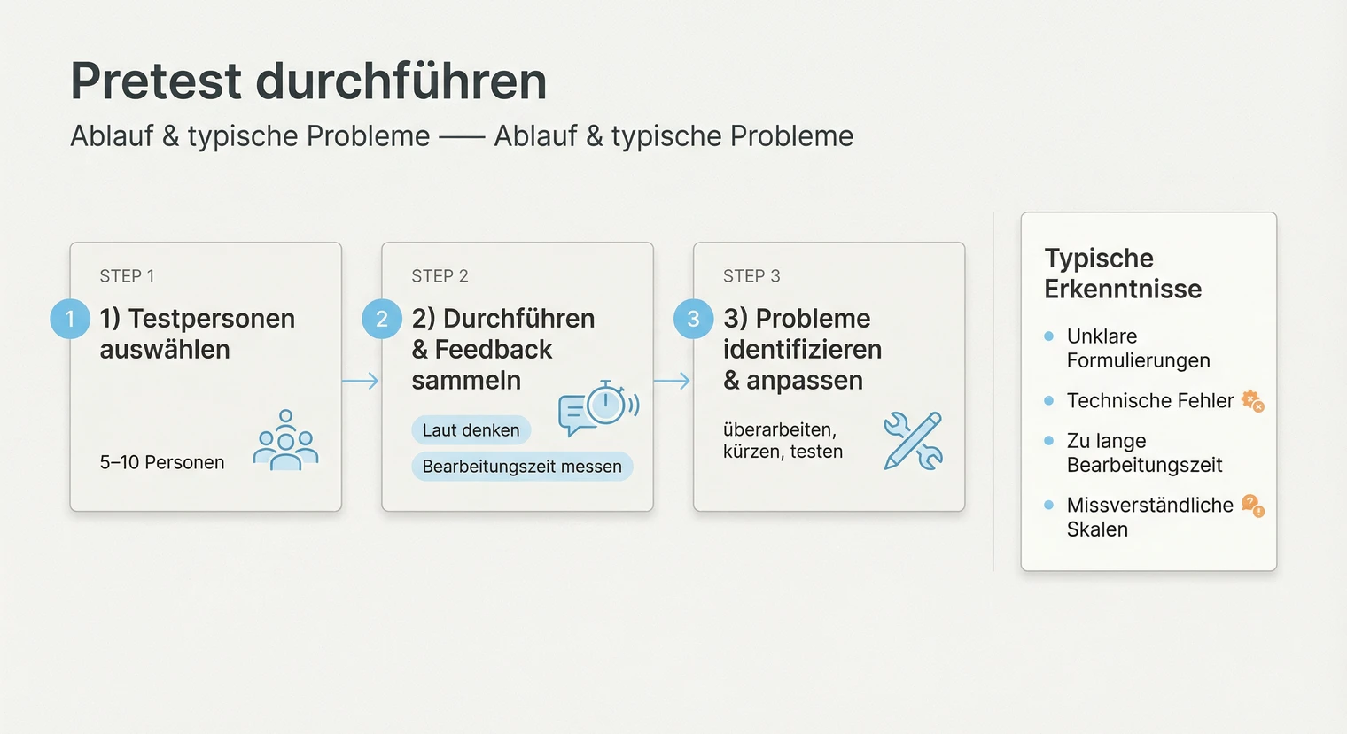 Pretest für den Fragebogen: Ablauf und typische Probleme identifizieren | BachelorHero