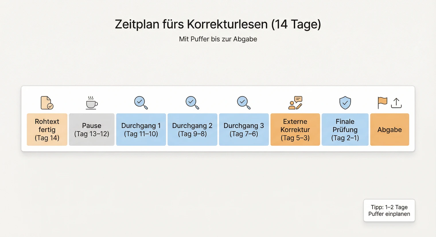 Optimaler Zeitplan für das Korrekturlesen der Masterarbeit: Puffer vor der Abgabe einplanen | BachelorHero
