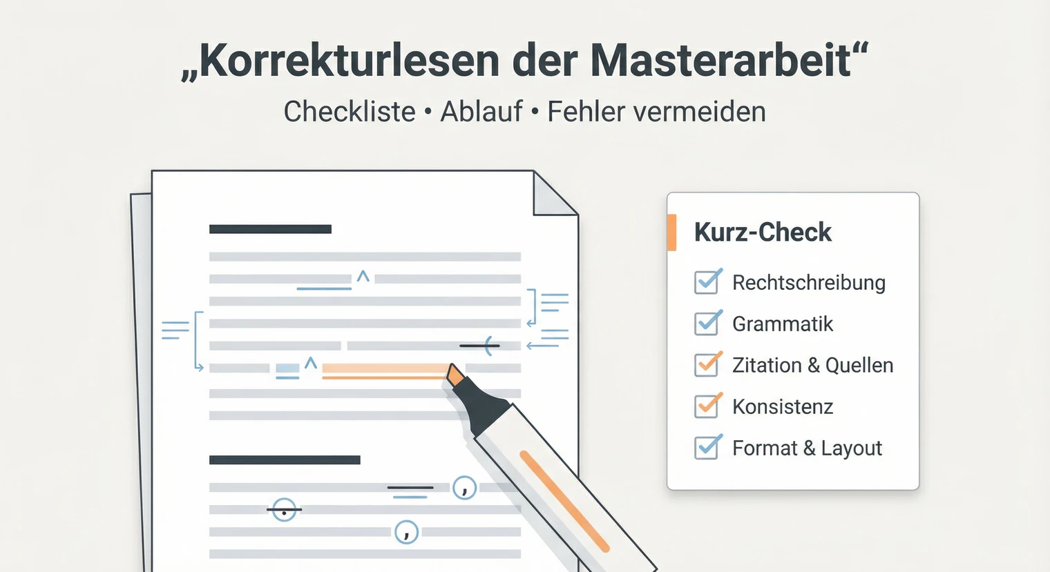 Korrekturlesen Masterarbeit 2026: Checkliste, Ablauf und Fehler vermeiden | BachelorHero