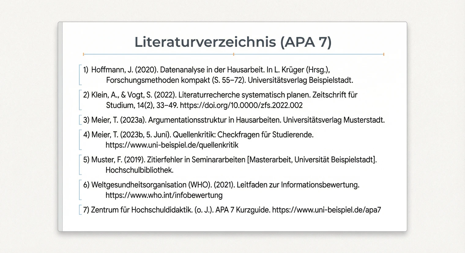 Muster-Literaturverzeichnis für die Hausarbeit (APA 7) | BachelorHero