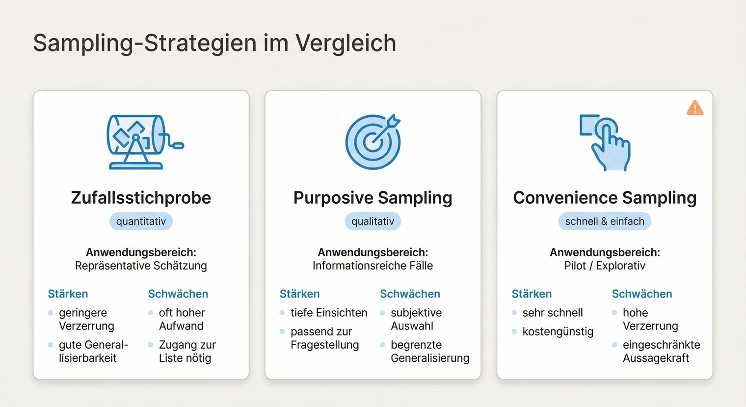 Sampling-Strategien im Vergleich: Zufallsauswahl, Purposive Sampling und Convenience Sampling | BachelorHero