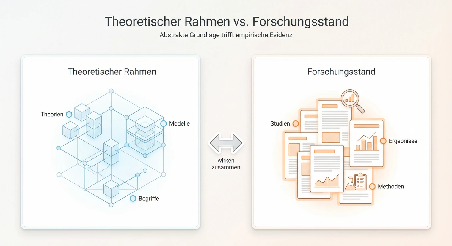 Unterschied zwischen theoretischem Rahmen und Forschungsstand in der Bachelorarbeit | BachelorHero