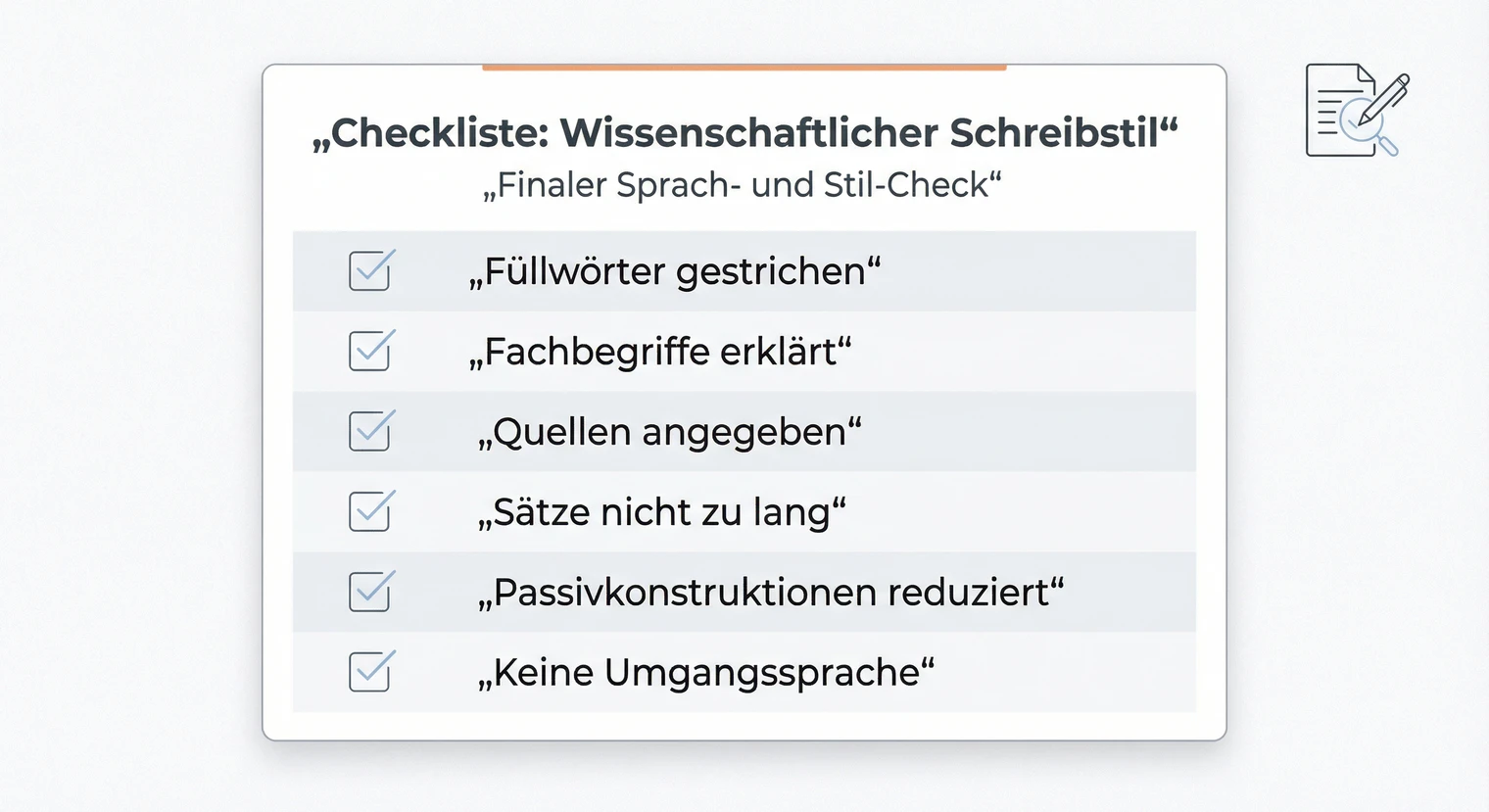 Checkliste wissenschaftlicher Schreibstil: 10 Punkte zum Prüfen jedes Absatzes | BachelorHero