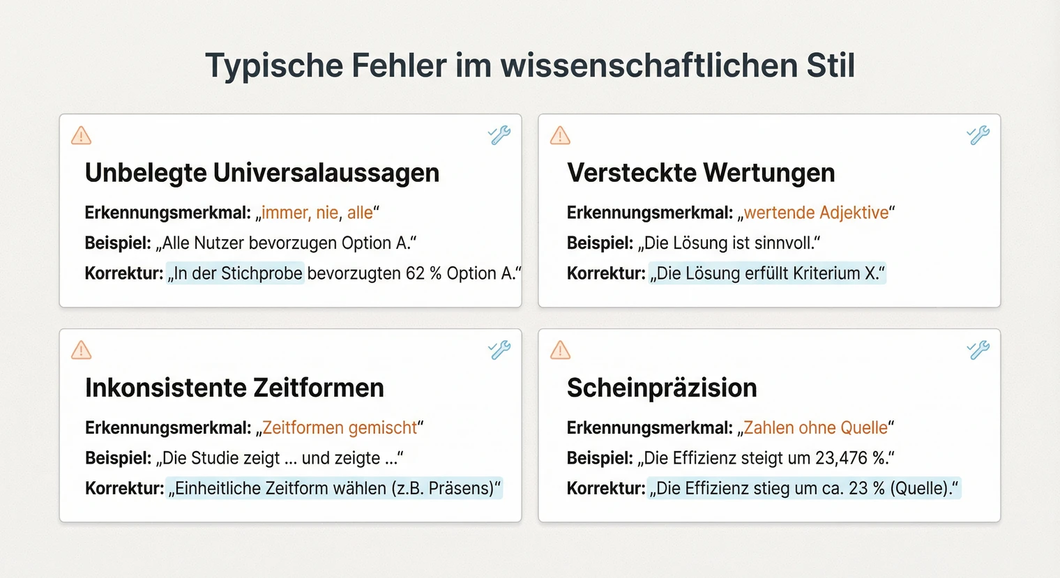 Typische Fehler im wissenschaftlichen Stil und ihre Korrektur | BachelorHero